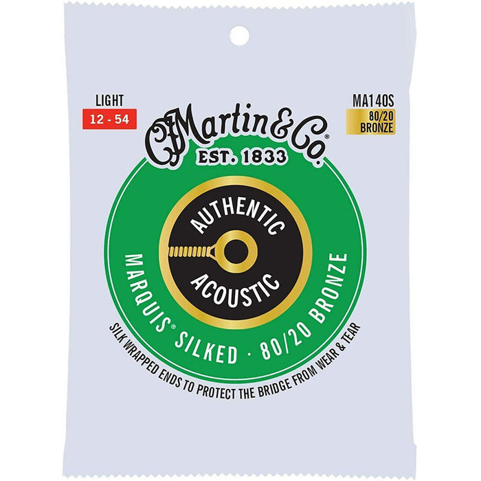 Martin MA140S Authentic Acoustic Marquis Silked 80/20 Bronze Guitar Strings Light 12-54