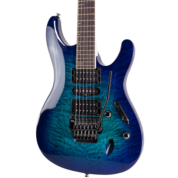 2023 Ibanez S670QM Electric Guitar Sapphire Blue