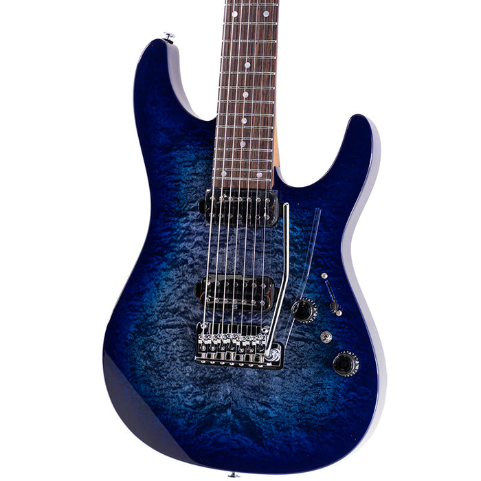 Brand New Ibanez AZ427P2QM Premium 7 String Twilight Blue Burst