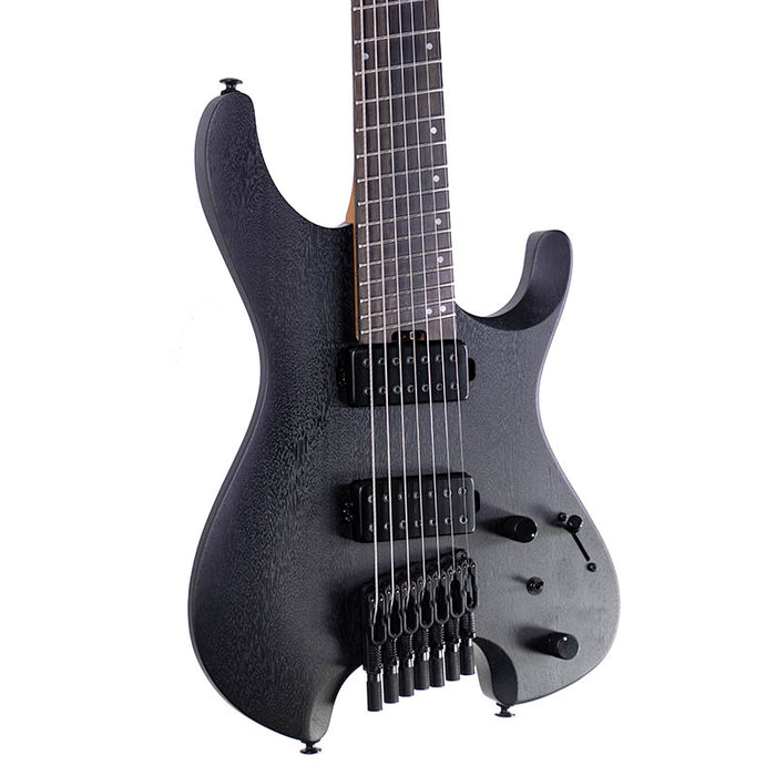 2026 Ibanez Quest QX527B WK Headless Multi-Scale 7 String Weathered Black