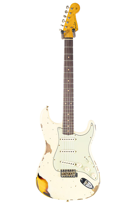 2023 Fender Custom Shop 1961 Stratocaster Heavy Relic Aged Vintage White Over 3-Color Sunburst