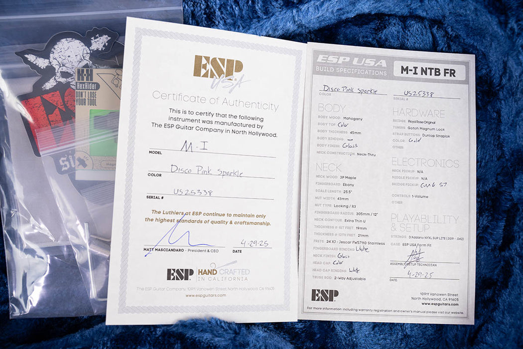 Brand New ESP USA M-I Neck-Thru FR Disco Pink Sparkle