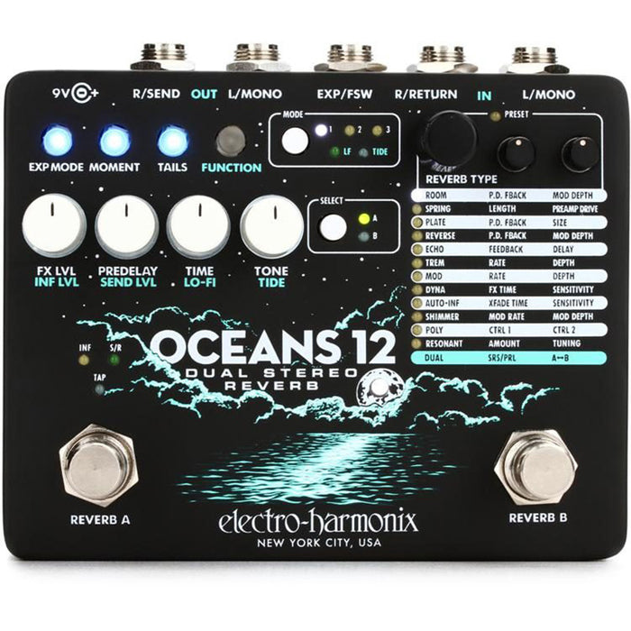 Brand New Electro-Harmonix Oceans 12 Dual Stereo Reverb